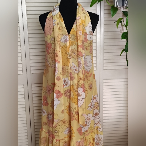 Eliza J Sunny Yellow Floral Halter Maxi Dress Size 2 – Like New - Picture 9 of 12